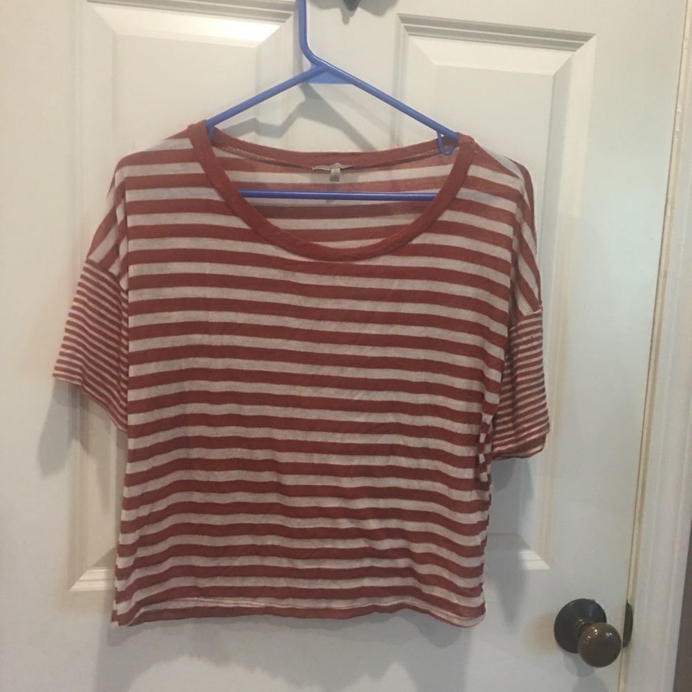 Charlotte Russe small striped crop top short sleeve shirt